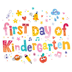 first day of kindergarten unique lettering kids design