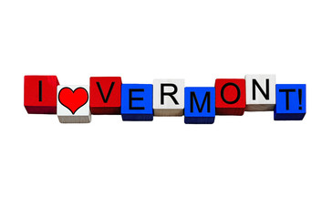 Canvas Print - I Love Vermont, sign or banner design, American states, travel.