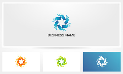 Digital Pixel Star Swirl Logo
