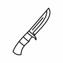 Hunting Knife Icon In Outline Style On A White Background