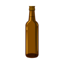 Full Brown Beer Bottle Icon In Cartoon Style Isolated On White Background