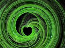 Abstract Fractal Green Heart Swirling