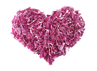 Wall Mural - Shredded red cabbage in a heart shape