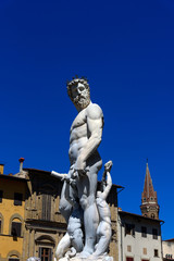 Wall Mural - fountain of Neptune in Piazza della Signoria, Florence, italy