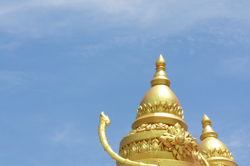 Double Thai Pagoda with sky