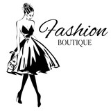 Fototapeta Młodzieżowe - Fashion boutique logo with black and white woman silhouette vector