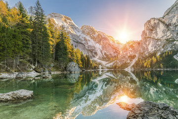 Wall Mural - autumn landscape with lake
