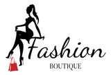 Fototapeta Młodzieżowe - Fashion boutique logo with black and white woman silhouette vector