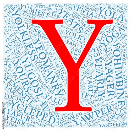 Letter Y With 100 Words Word Cloud Starting With Letter Y Stock