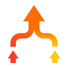 Mergers and acquisitions concept with arrows in flat style.