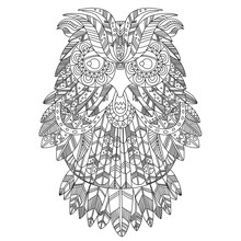 Big Eagle Owl. Birds. Hand Drawn Doodle Zentangle