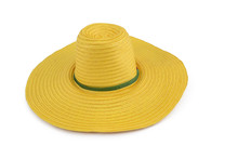 Yellow Weave Plastic Hat Isolated On The White Background