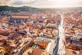 Fototapeta  - Aerial cityscape view from the tower on Bologna old town in Italy