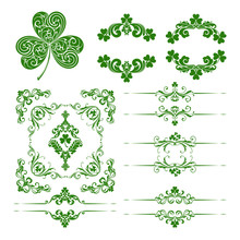 Vector Set Of St. Patrick's Day Decorative Ornamental Page Decoration Elements 