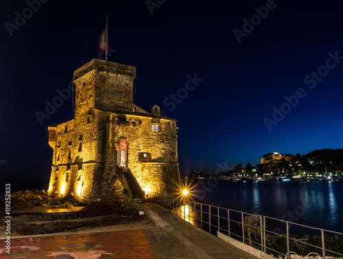 Beautiful old castle on the water, Rapallo, Genoa, Italy Poster