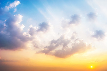 Wall Mural - Sunset sky began to change from blue to orange.
