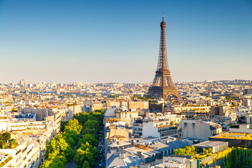 cityscape of paris by the sunset