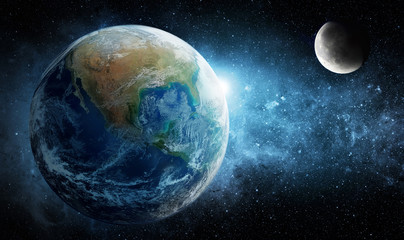 Wall Mural - earth, moon and star. elements of this image furnished by nasa.