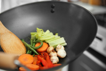 Poster - Vegetables in pan closeup