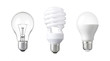 evolution of Light bulb. tungsten bulb, fluorescent bulb and LED