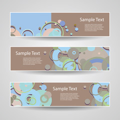 Sticker - Colorful Vector Set of Three Header Designs with Dots, CIrcles, Rings