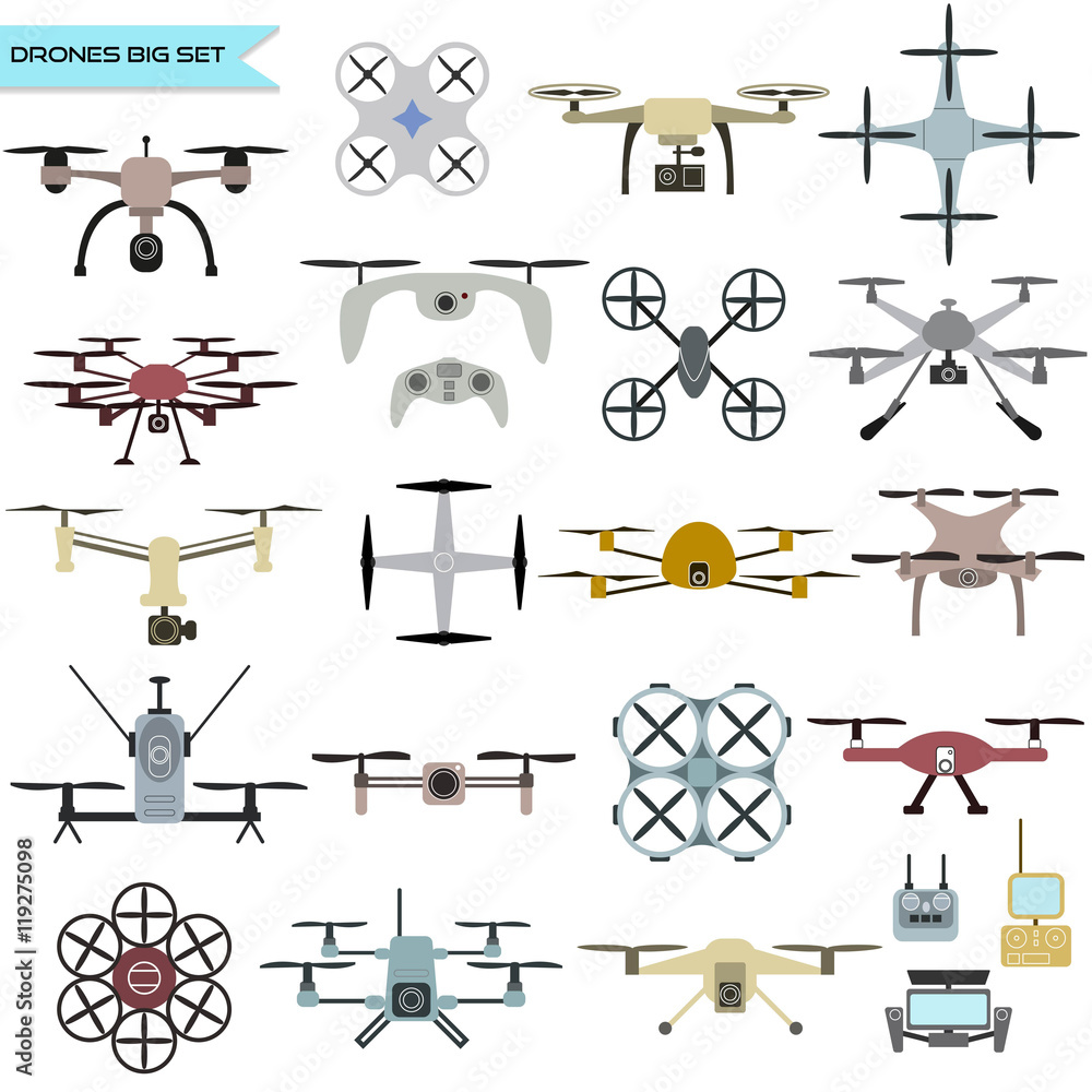 Drone vector set. Stock Vector | Adobe Stock