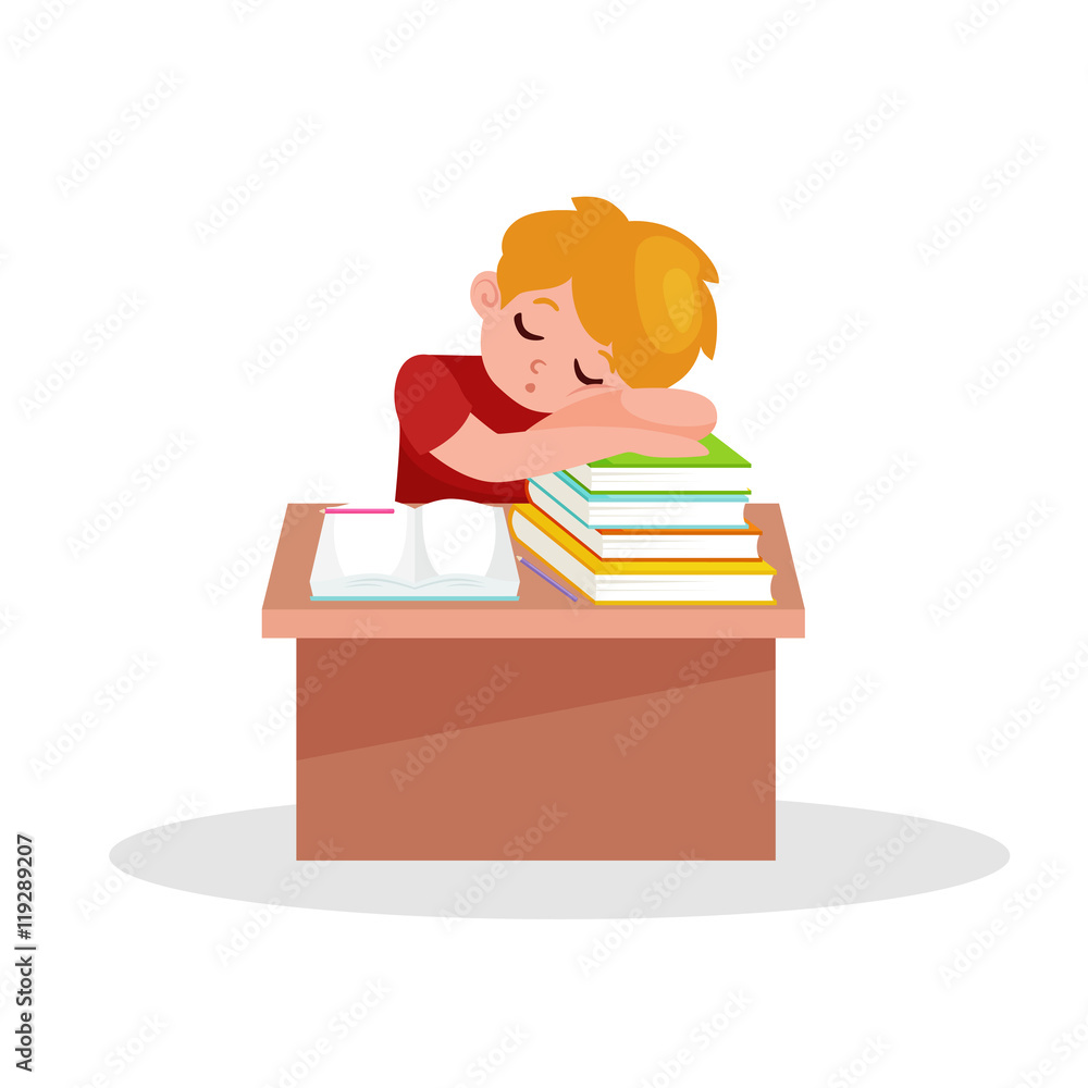 Kids study in class isolated. Sleeping schoolboy. Stock Vector | Adobe Stock, image size:1000x1000