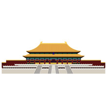 Forbidden City. Gate Of Heavenly Peace. Tiananmen Square. Beijing. Trendy Illustration, Flat Art Style.