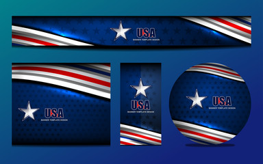 Wall Mural - USA Flag Color Banner Backgrounds, vector illustration