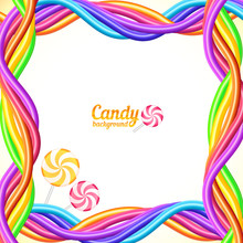 Rainbow Colors Candy Ropes Vector Background