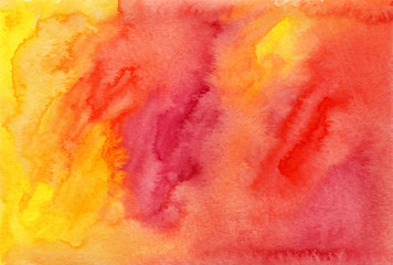 Orange and red watercolor painted background