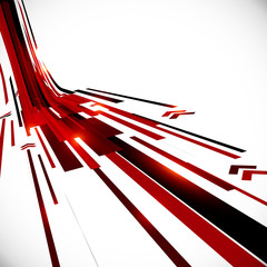 Abstract vector black and red perspective techno background