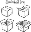 Hand-drawn vector open box