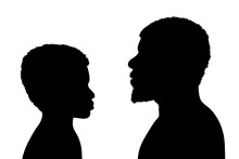Vector Silhouette Of Family.