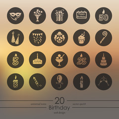 Canvas Print - Set of birthday icons