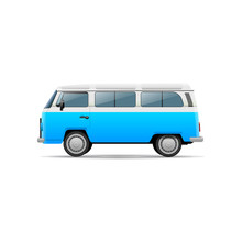 Retro And Old Van. Vector Isolated Illustration.