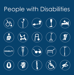 Wall Mural - set of people with disabilities simple icons