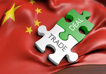 Wall Mural - China trade deals and international commerce concept, 3D rendering