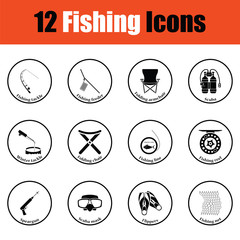 Canvas Print - Fishing icon set