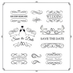 Wall Mural - Wedding Invintation. Save the date. Vintage elements and page decoration. Ornate frames and scroll element.