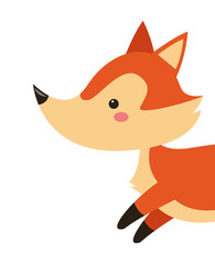 Sticker - flat design cute fox cartoon icon vector illustration