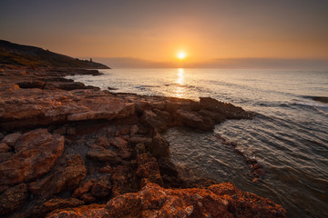 Canvas Print - Beautiful sunset above the sea. Marine landscape.