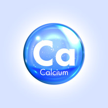 Calcium Mineral Blue Icon. Vector 3D Drop Pill Capsule