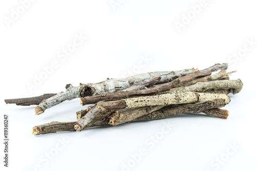 Obraz na plátně  Pile of dry twigs on white background