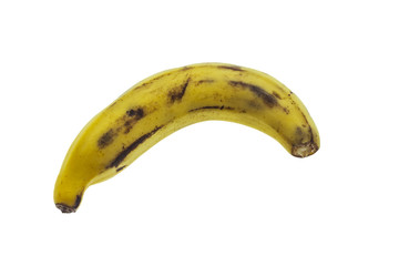 Single banana isolated on white background