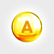 Vitamin A gold icon. Retinol drop pill capsule