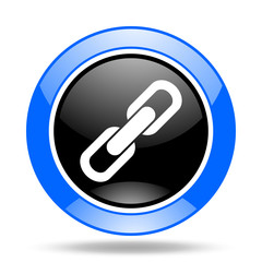 Leinwandbilder - link blue and black web glossy round icon