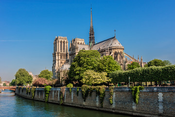 Roman Catholic Cathedral Notre Dame de Paris at Sunset Paris.