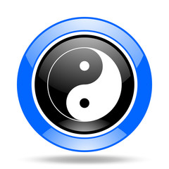 Poster - ying yang blue and black web glossy round icon