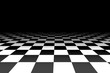Checkered background in perspective - vector illustration.